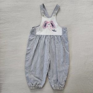Vintage Elephant Striped Bubble Overalls 24 months/2t